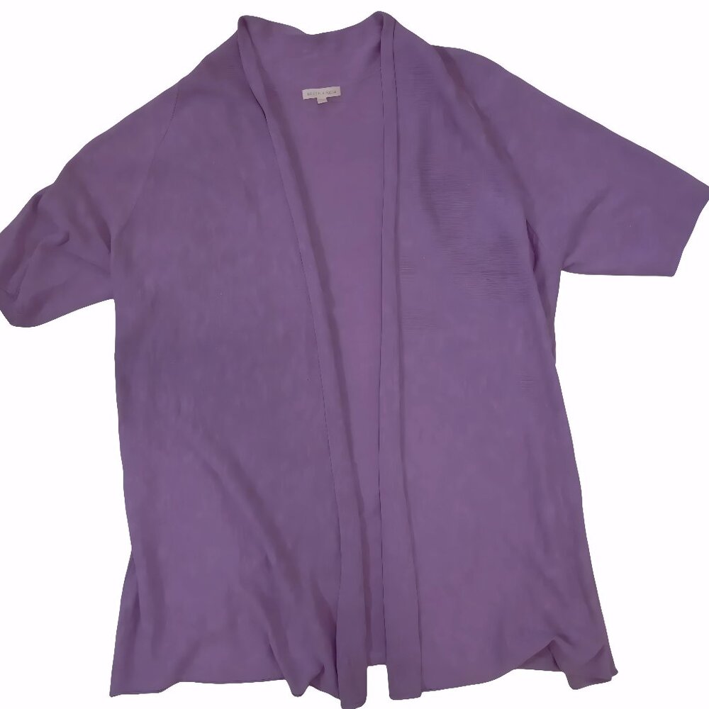 Eileen Fisher Women’s XL Purple Linen Cardigan – Short Sleeve EXCELLENT COND.